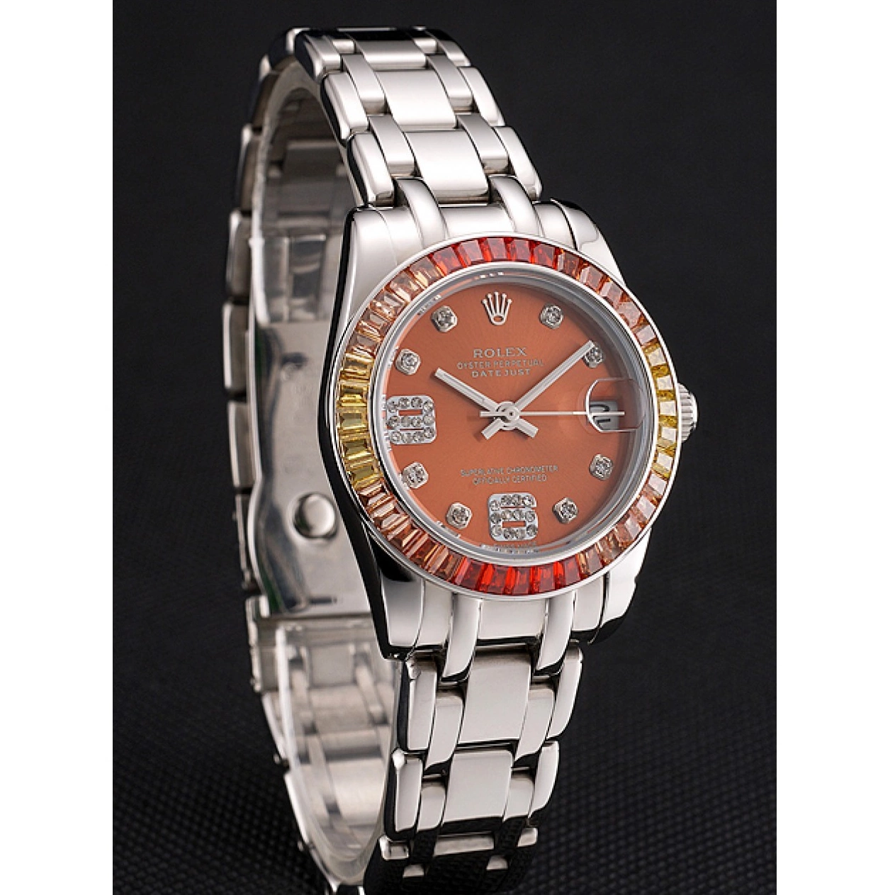 AAA Replica Watches Rolex Case Dial 39 Cognac Pearlmaster Datejust Stainless And Steel Bracelet 0727